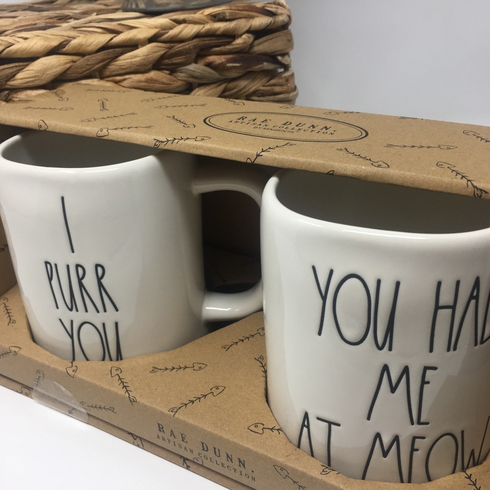 SOLD!! NWT Rae Dunn CAT LOVE Mug set of 2 🐈 - Picture 3 of 5